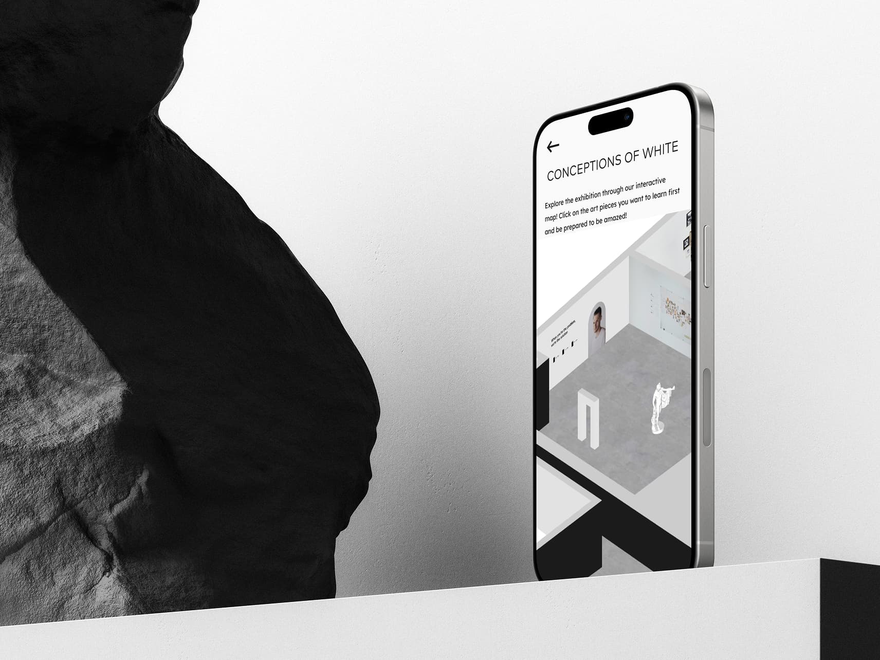 Graphic depicting a hexagonal cropped photo of an interior room design with grid lines along its borders.